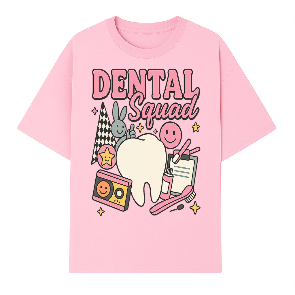 Dental Squad Fun Graphic Tee - Cute Tooth, Bunny, Smiley Faces, Kids' Dental Awareness Shirt, Tooth Fairy Theme - T-shirt 1758250125352.jpg