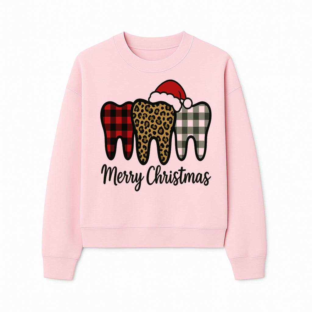 Merry Christmas Tooth Decor, Cute Dental Holiday Art, Christmas Plaid Teeth Design, Festive Dental Gifts for Dentists and Hygienists - Sweatshirt 1758250125472.jpg