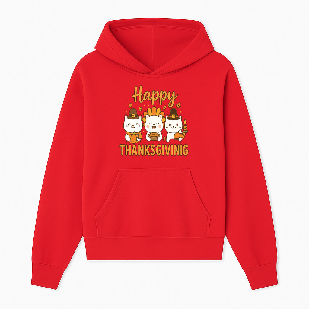 Cute Thanksgiving Cats Decor - Happy Thanksgiving Design with Kittens, Pumpkin, and Pie - Fall Holiday Art for Home Decor and Gifts - Hoodie 1758250125492.jpg