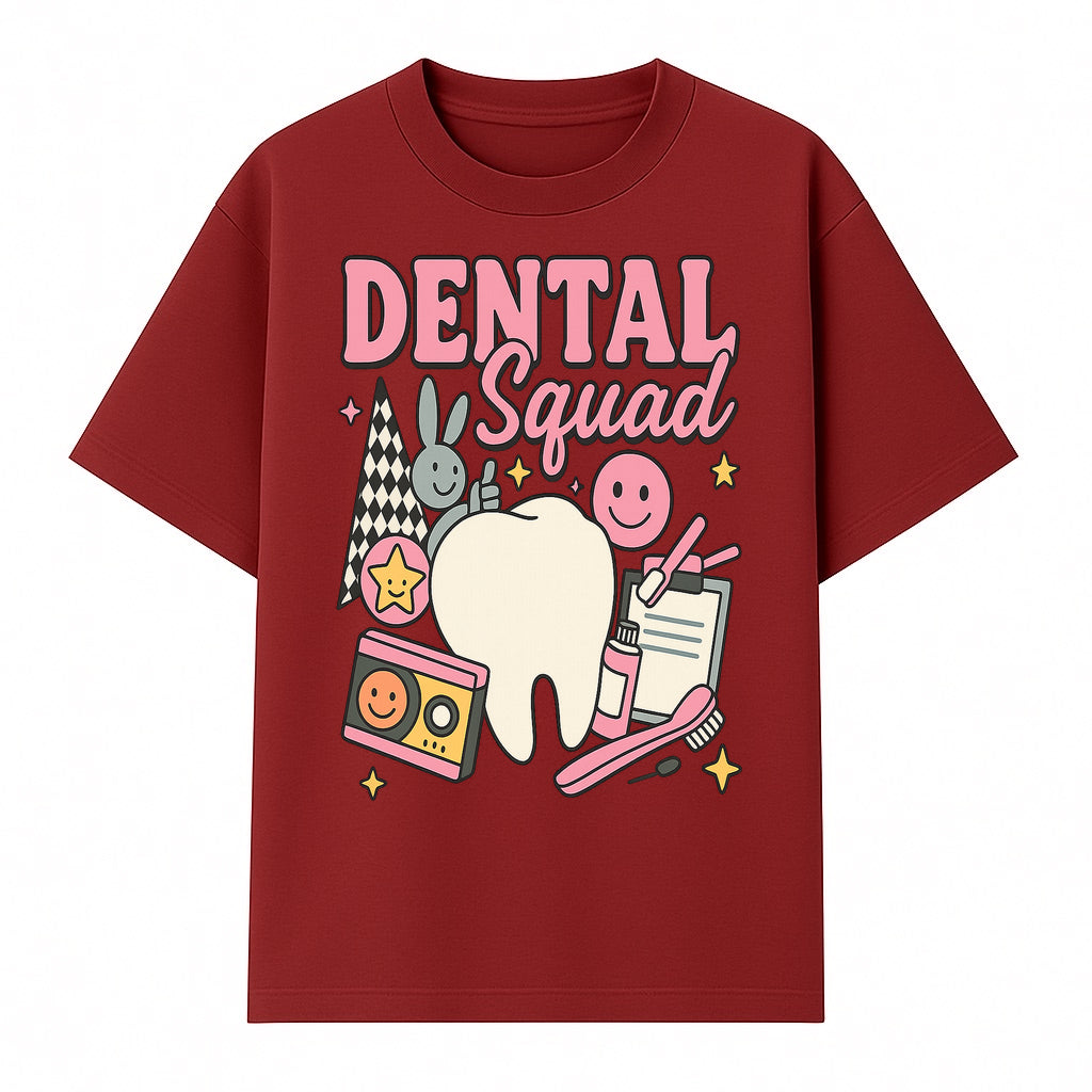 Dental Squad Fun Graphic Tee - Cute Tooth, Bunny, Smiley Faces, Kids' Dental Awareness Shirt, Tooth Fairy Theme - T-shirt 1758250125507.jpg