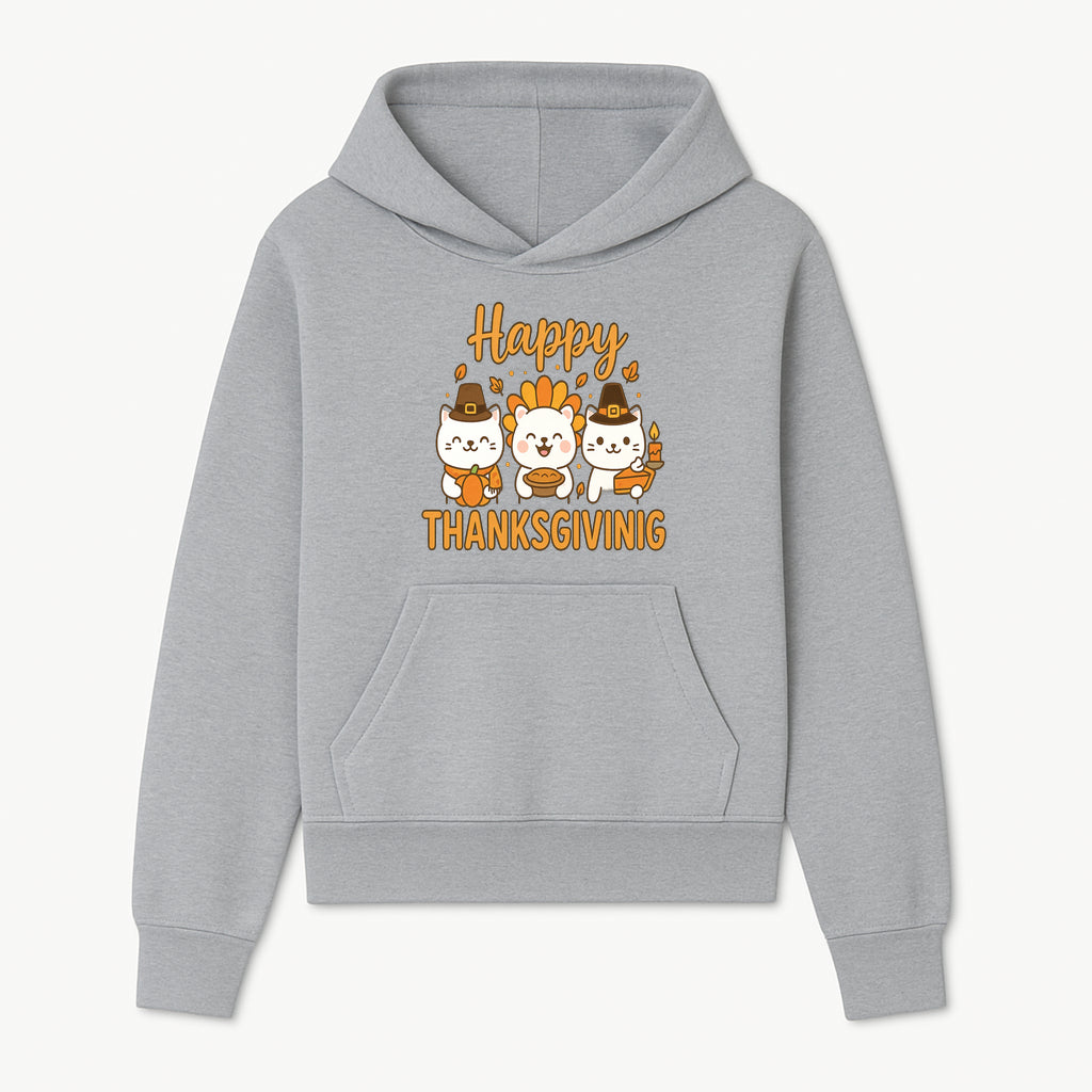 Cute Thanksgiving Cats Decor - Happy Thanksgiving Design with Kittens, Pumpkin, and Pie - Fall Holiday Art for Home Decor and Gifts - Hoodie 1758250125655.jpg