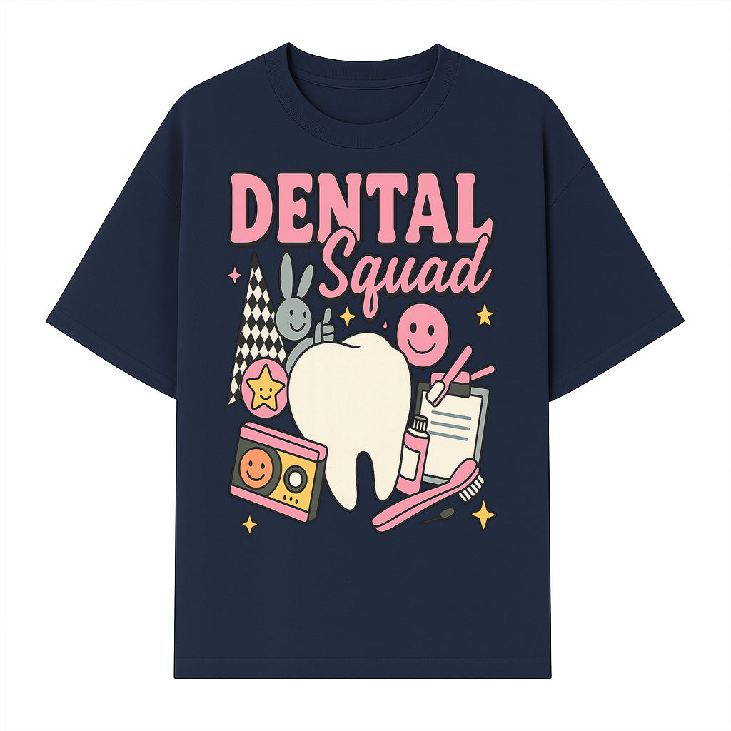 Dental Squad Fun Graphic Tee - Cute Tooth, Bunny, Smiley Faces, Kids' Dental Awareness Shirt, Tooth Fairy Theme - T-shirt 1758250125670.jpg