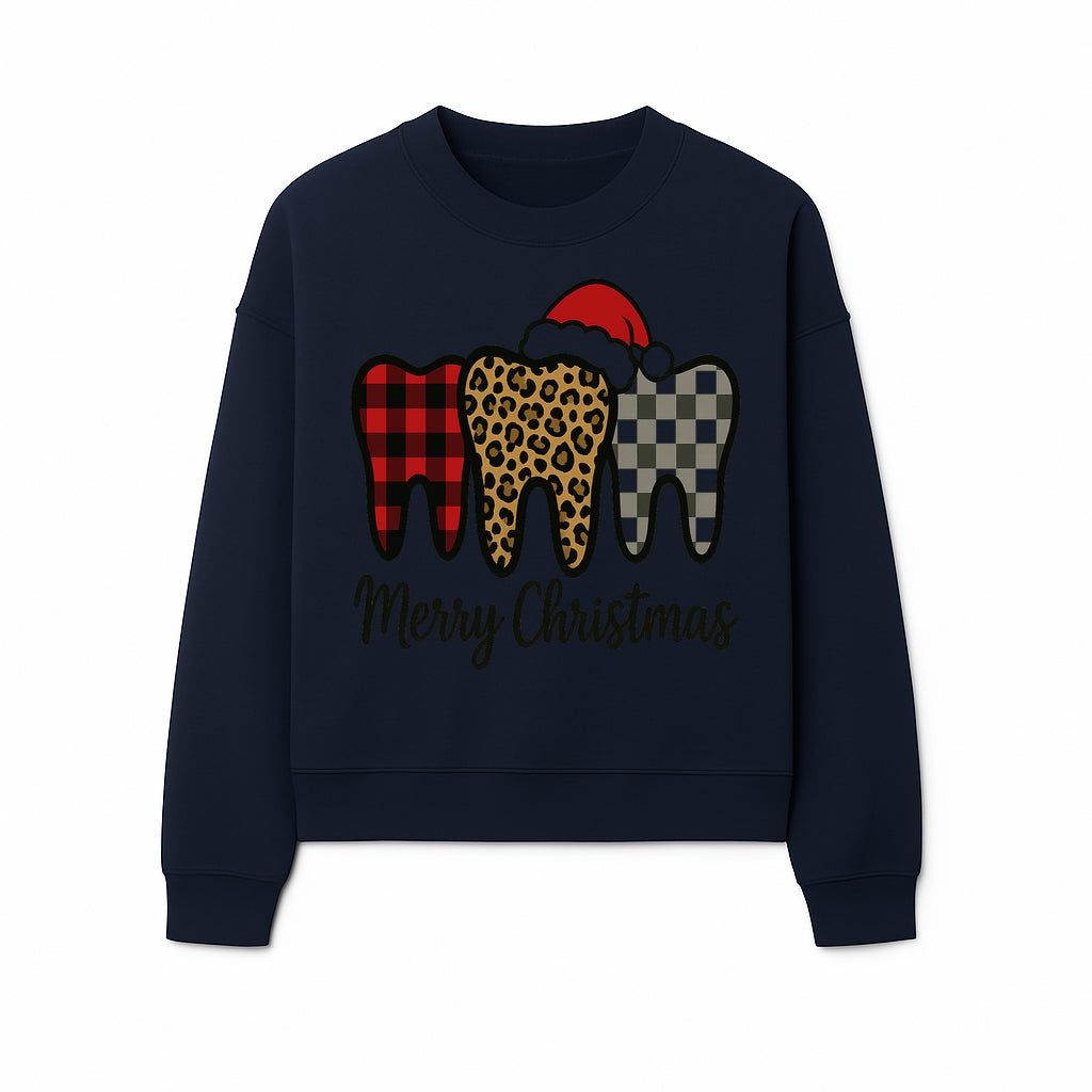 Merry Christmas Tooth Decor, Cute Dental Holiday Art, Christmas Plaid Teeth Design, Festive Dental Gifts for Dentists and Hygienists - Sweatshirt 1758250125750.jpg