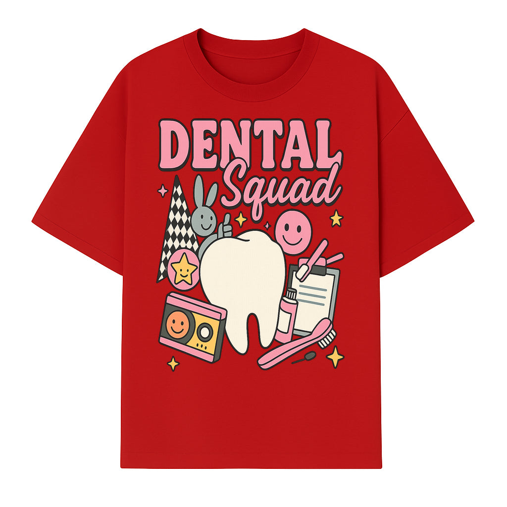 Dental Squad Fun Graphic Tee - Cute Tooth, Bunny, Smiley Faces, Kids' Dental Awareness Shirt, Tooth Fairy Theme - T-shirt 1758250125866.jpg