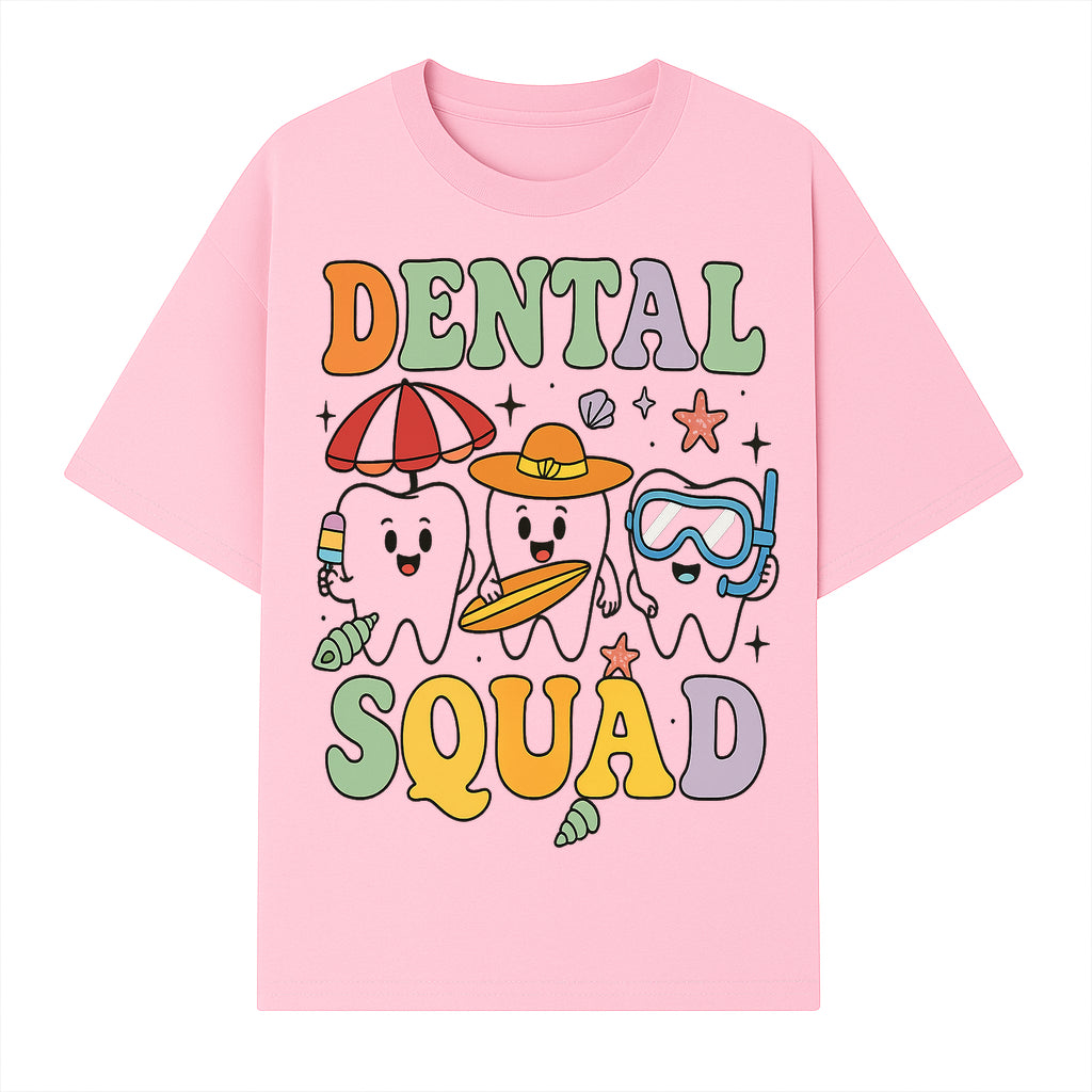 Dental Squad Beach Party T-Shirt, Cute Tooth Characters, Summer Fun, Kids Graphic Tee, Funny Dental Humor, Cartoon Design - T-shirt 1758250126644.jpg