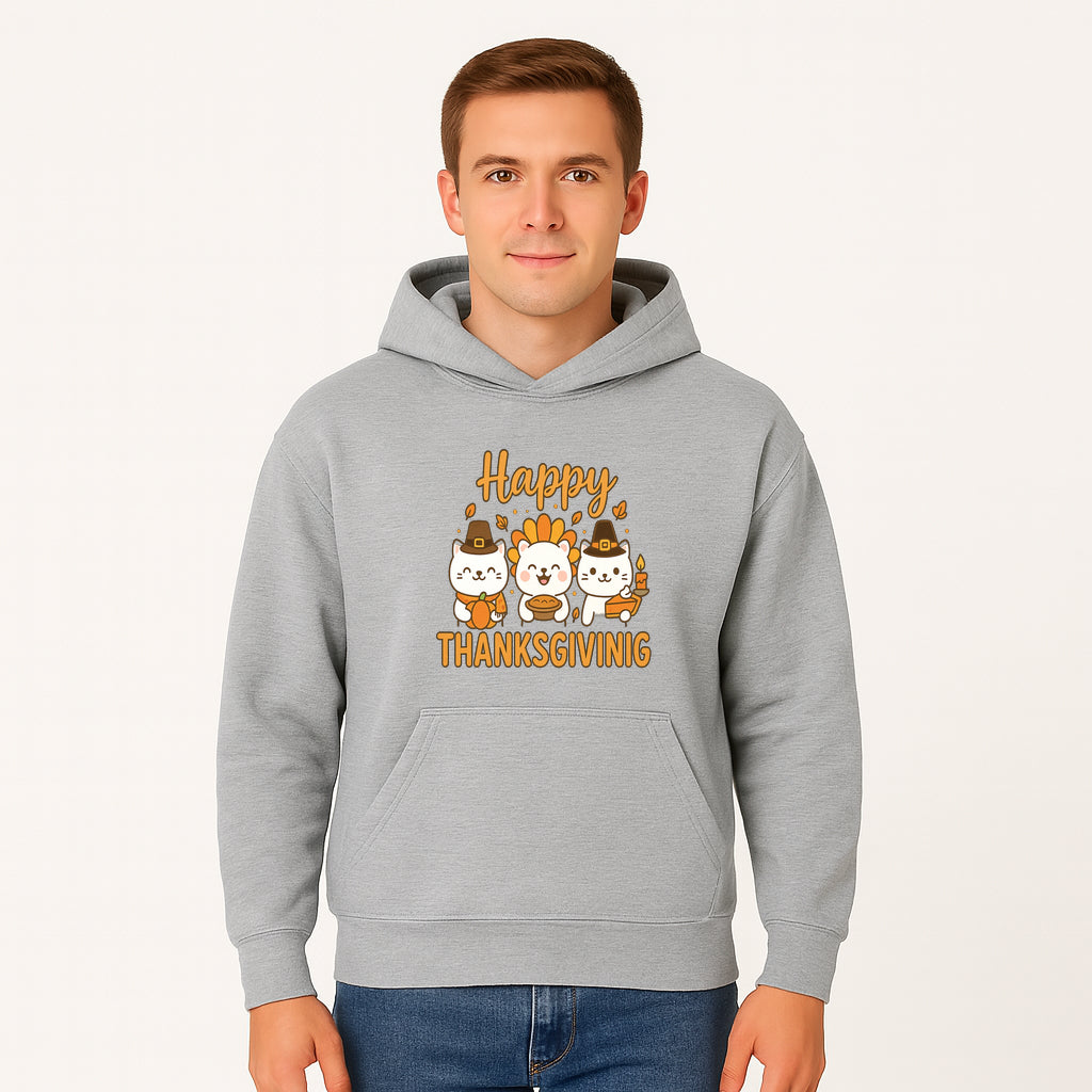 Cute Thanksgiving Cats Decor - Happy Thanksgiving Design with Kittens, Pumpkin, and Pie - Fall Holiday Art for Home Decor and Gifts - Hoodie 1758250126975.jpg