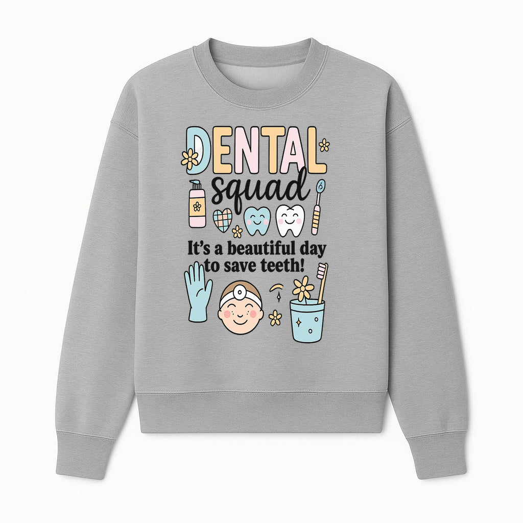Dental Squad Fun Art Print - Cute Tooth & Dentist Design, Positive Dental Hygiene Quote for Kids' Room or Office Decor - Sweatshirt 1758250127090.jpg