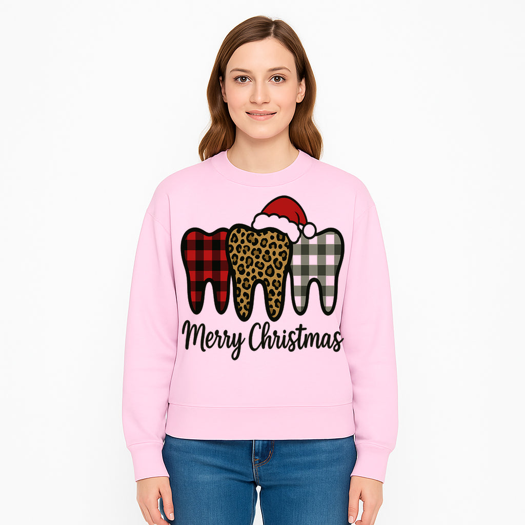 Merry Christmas Tooth Decor, Cute Dental Holiday Art, Christmas Plaid Teeth Design, Festive Dental Gifts for Dentists and Hygienists - Sweatshirt 1758250127467.jpg