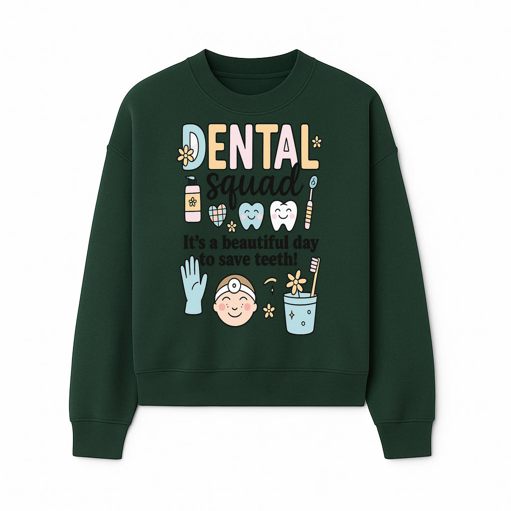 Dental Squad Fun Art Print - Cute Tooth & Dentist Design, Positive Dental Hygiene Quote for Kids' Room or Office Decor - Sweatshirt 1758250127604.jpg