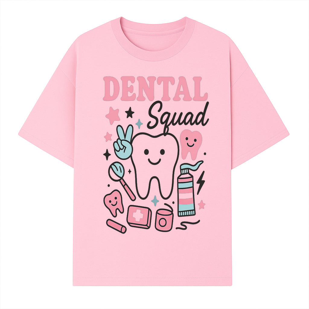 Dental Squad Neon Art Print | Cute Tooth Illustrations | Kids Dental Design | Dental Office Decor | Playful Tooth Brush Graphic - T-shirt 1758250127638.jpg