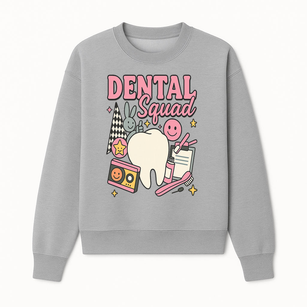 Dental Squad Fun Graphic Tee - Cute Tooth, Bunny, Smiley Faces, Kids' Dental Awareness Shirt, Tooth Fairy Theme - Sweatshirt 1758250127649.jpg
