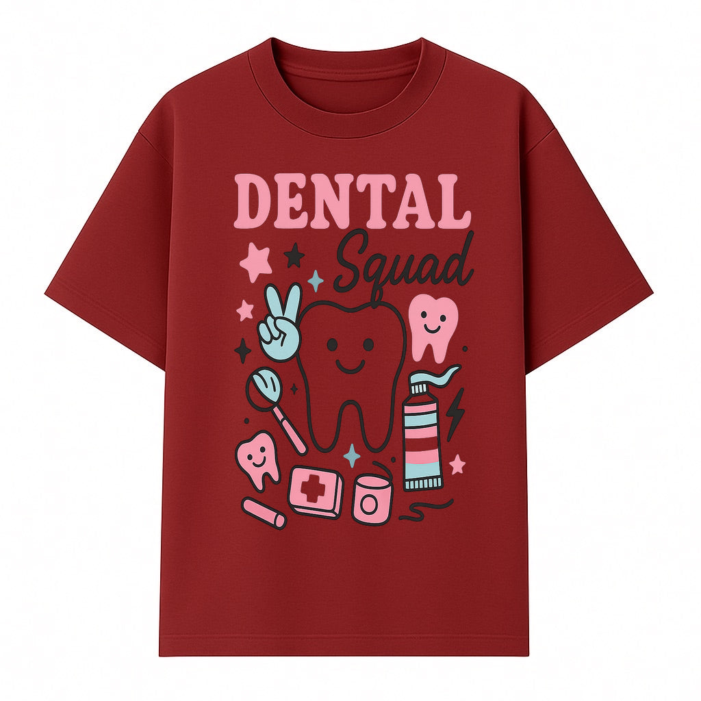 Dental Squad Neon Art Print | Cute Tooth Illustrations | Kids Dental Design | Dental Office Decor | Playful Tooth Brush Graphic - T-shirt 1758250127787.jpg