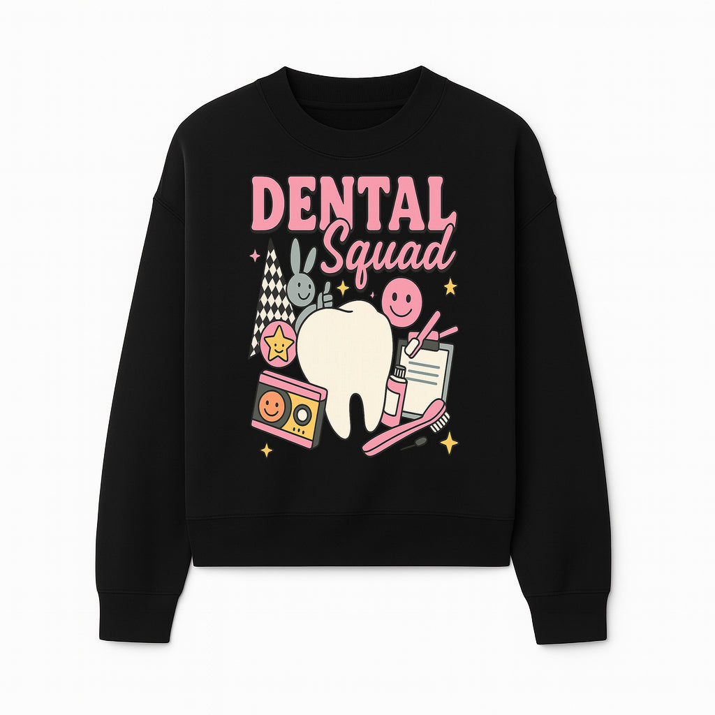 Dental Squad Fun Graphic Tee - Cute Tooth, Bunny, Smiley Faces, Kids' Dental Awareness Shirt, Tooth Fairy Theme - Sweatshirt 1758250127788.jpg