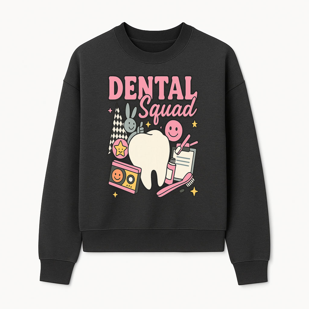 Dental Squad Fun Graphic Tee - Cute Tooth, Bunny, Smiley Faces, Kids' Dental Awareness Shirt, Tooth Fairy Theme - Sweatshirt 1758250127928.jpg