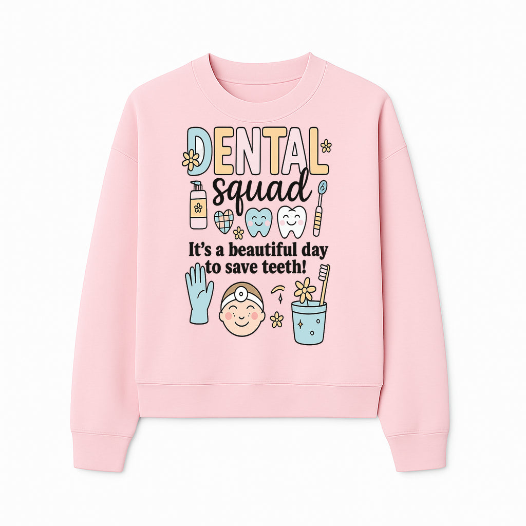 Dental Squad Fun Art Print - Cute Tooth & Dentist Design, Positive Dental Hygiene Quote for Kids' Room or Office Decor - Sweatshirt 1758250128035.jpg