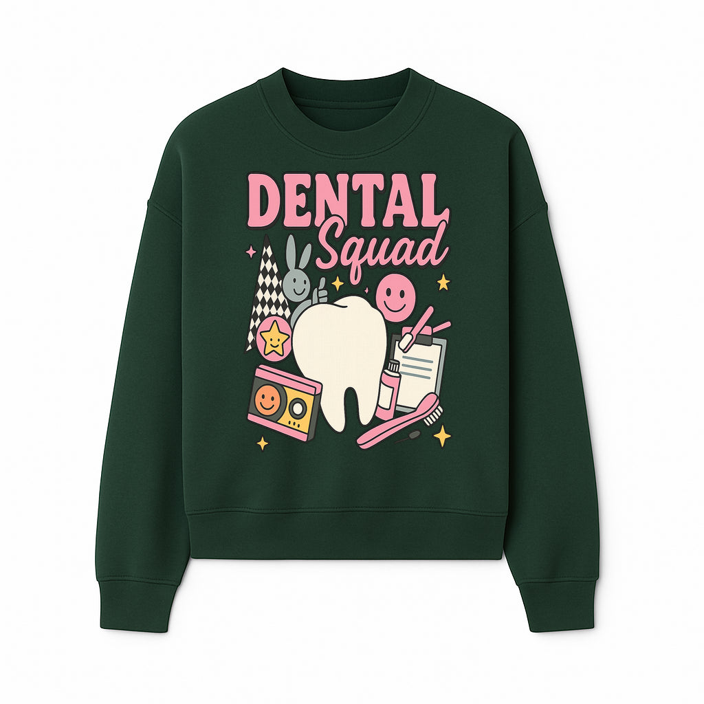 Dental Squad Fun Graphic Tee - Cute Tooth, Bunny, Smiley Faces, Kids' Dental Awareness Shirt, Tooth Fairy Theme - Sweatshirt 1758250128066.jpg