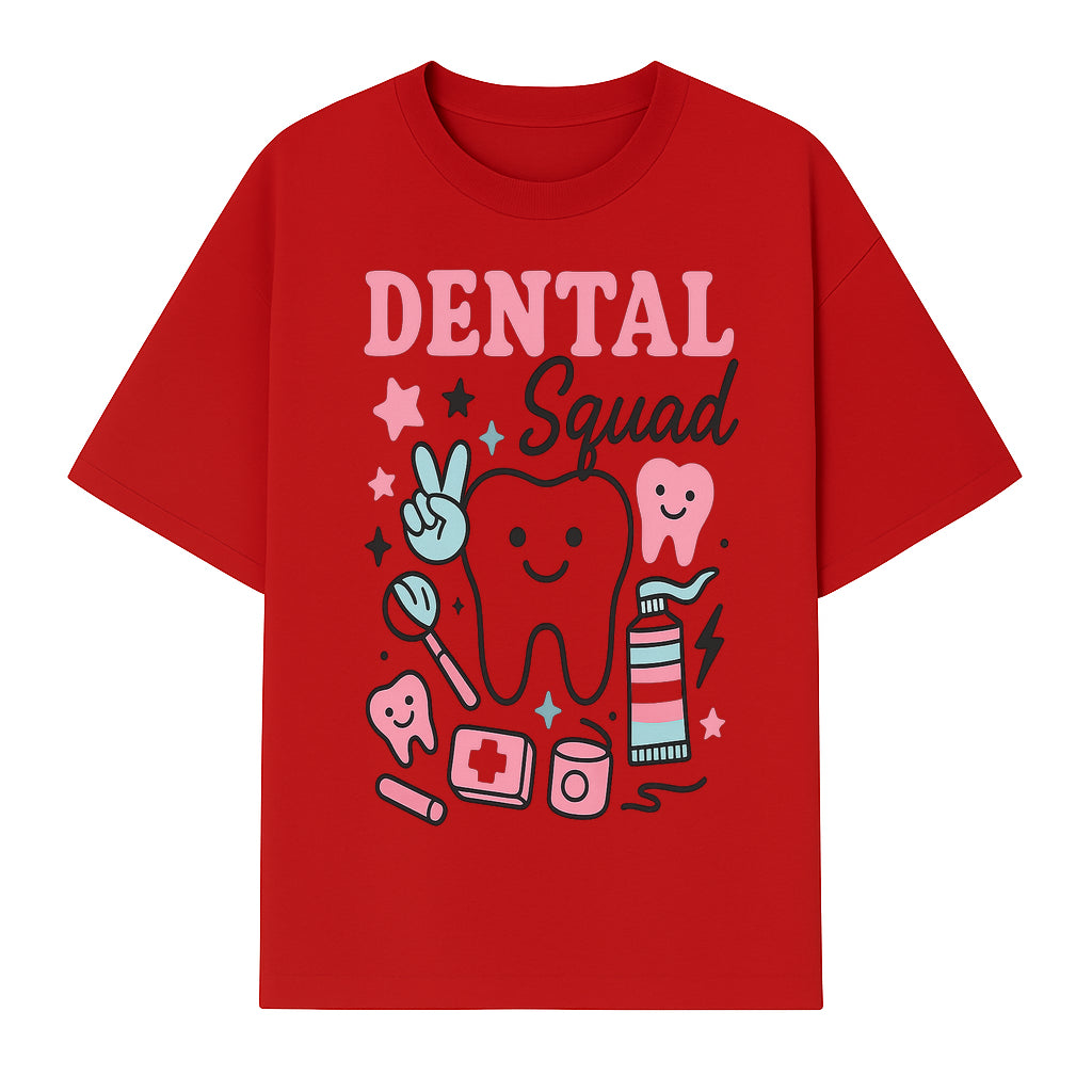 Dental Squad Neon Art Print | Cute Tooth Illustrations | Kids Dental Design | Dental Office Decor | Playful Tooth Brush Graphic - T-shirt 1758250128117.jpg