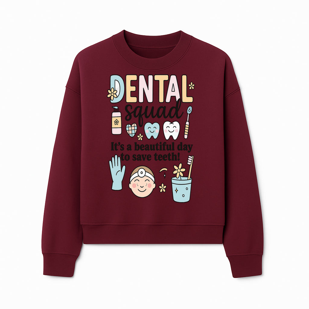 Dental Squad Fun Art Print - Cute Tooth & Dentist Design, Positive Dental Hygiene Quote for Kids' Room or Office Decor - Sweatshirt 1758250128172.jpg