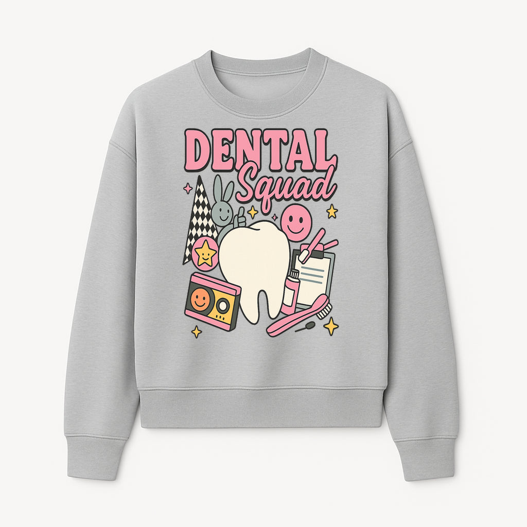 Dental Squad Fun Graphic Tee - Cute Tooth, Bunny, Smiley Faces, Kids' Dental Awareness Shirt, Tooth Fairy Theme - Sweatshirt 1758250128250.jpg