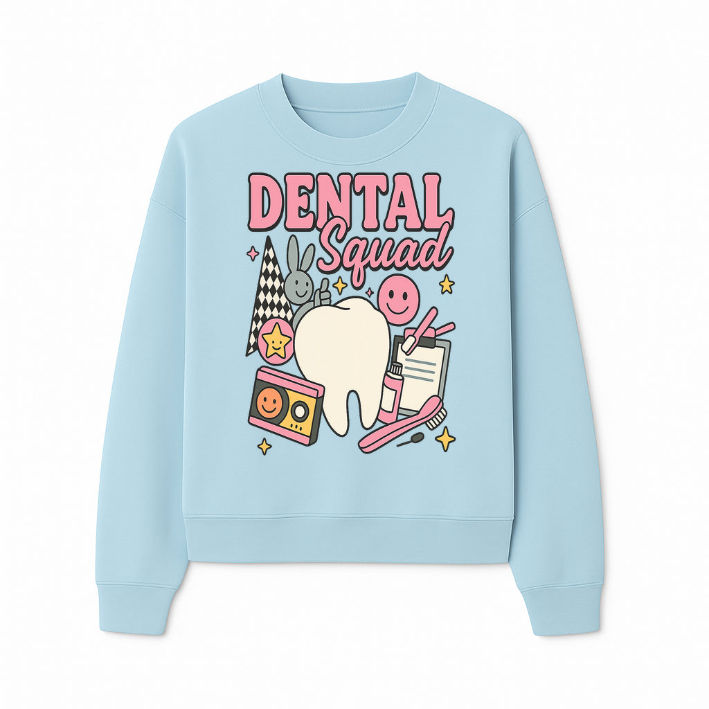 Dental Squad Fun Graphic Tee - Cute Tooth, Bunny, Smiley Faces, Kids' Dental Awareness Shirt, Tooth Fairy Theme - Sweatshirt 1758250128488.jpg