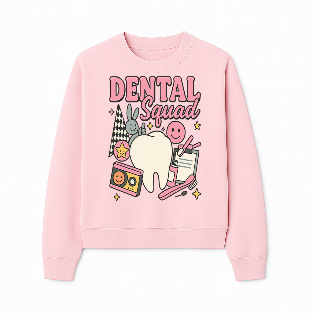 Dental Squad Fun Graphic Tee - Cute Tooth, Bunny, Smiley Faces, Kids' Dental Awareness Shirt, Tooth Fairy Theme - Sweatshirt 1758250128625.jpg