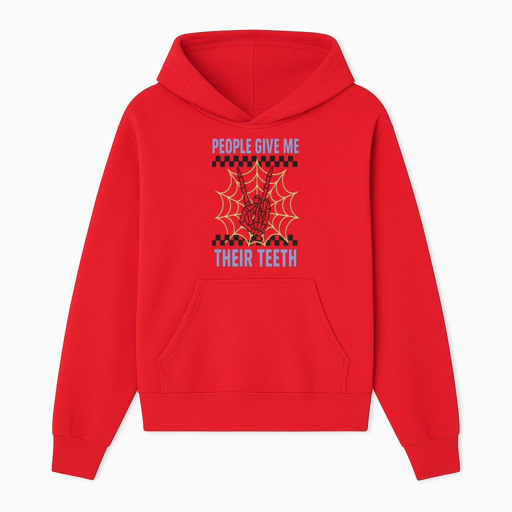 Spooky Skeleton Hand Art Print - 'People Give Me Their Teeth' Gothic Decor, Halloween Wall Art, Unique Gift Idea - Hoodie 1758250128756.jpg