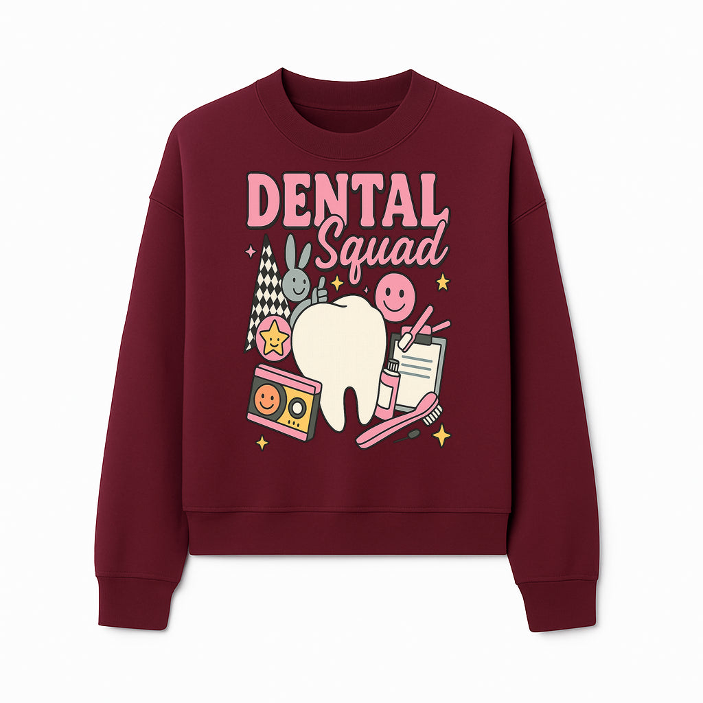 Dental Squad Fun Graphic Tee - Cute Tooth, Bunny, Smiley Faces, Kids' Dental Awareness Shirt, Tooth Fairy Theme - Sweatshirt 1758250128758.jpg