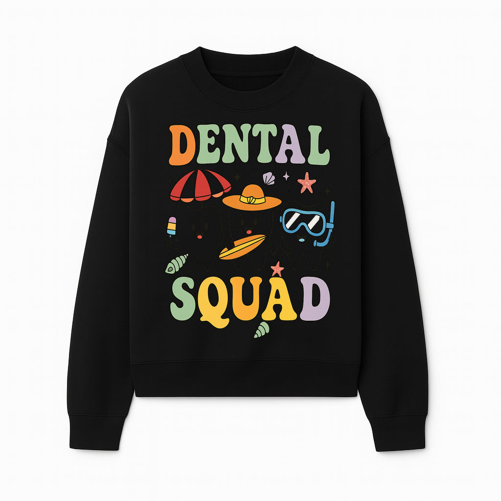 Dental Squad Beach Party T-Shirt, Cute Tooth Characters, Summer Fun, Kids Graphic Tee, Funny Dental Humor, Cartoon Design - Sweatshirt 1758250128901.jpg
