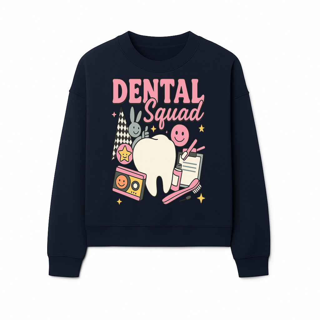 Dental Squad Fun Graphic Tee - Cute Tooth, Bunny, Smiley Faces, Kids' Dental Awareness Shirt, Tooth Fairy Theme - Sweatshirt 1758250128911.jpg