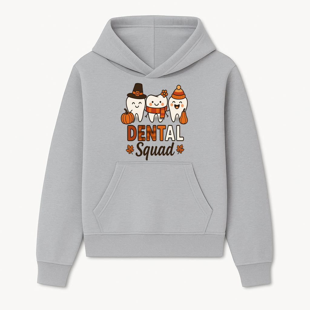 Cute Dental Squad Fall Design, Adorable Tooth Characters with Pumpkin, Autumn Themed, Kids Dental Health Awareness Art Print - Hoodie 1758250128980.jpg