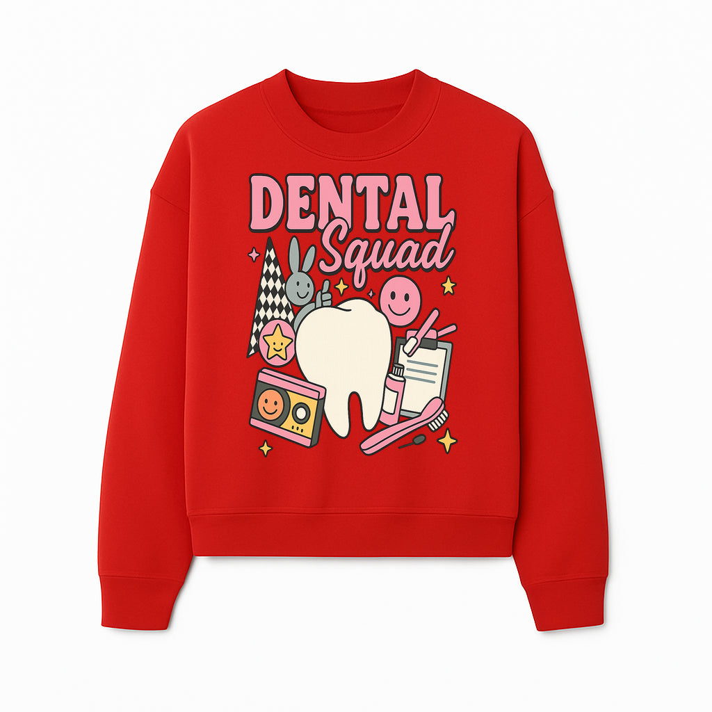 Dental Squad Fun Graphic Tee - Cute Tooth, Bunny, Smiley Faces, Kids' Dental Awareness Shirt, Tooth Fairy Theme - Sweatshirt 1758250129037.jpg