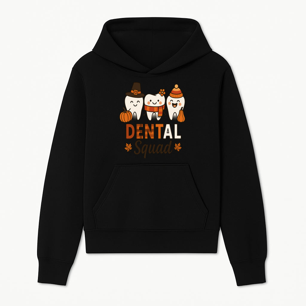 Cute Dental Squad Fall Design, Adorable Tooth Characters with Pumpkin, Autumn Themed, Kids Dental Health Awareness Art Print - Hoodie 1758250129132.jpg