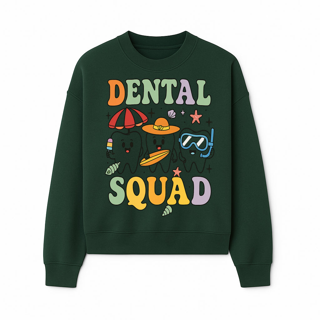 Dental Squad Beach Party T-Shirt, Cute Tooth Characters, Summer Fun, Kids Graphic Tee, Funny Dental Humor, Cartoon Design - Sweatshirt 1758250129181.jpg