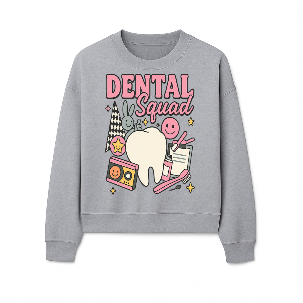 Dental Squad Fun Graphic Tee - Cute Tooth, Bunny, Smiley Faces, Kids' Dental Awareness Shirt, Tooth Fairy Theme - Sweatshirt 1758250129191.jpg
