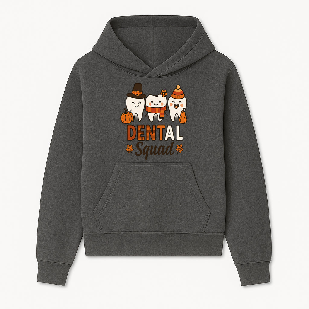 Cute Dental Squad Fall Design, Adorable Tooth Characters with Pumpkin, Autumn Themed, Kids Dental Health Awareness Art Print - Hoodie 1758250129308.jpg