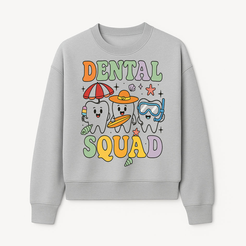 Dental Squad Beach Party T-Shirt, Cute Tooth Characters, Summer Fun, Kids Graphic Tee, Funny Dental Humor, Cartoon Design - Sweatshirt 1758250129334.jpg