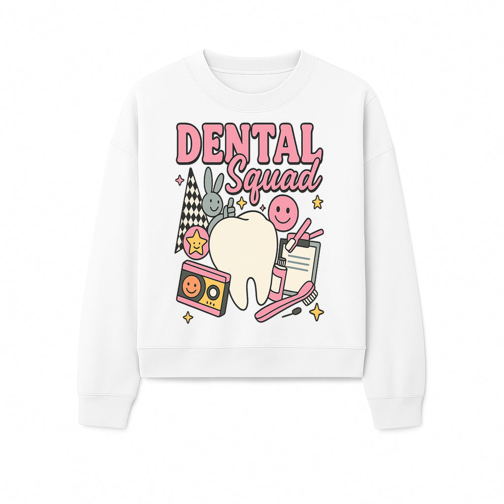 Dental Squad Fun Graphic Tee - Cute Tooth, Bunny, Smiley Faces, Kids' Dental Awareness Shirt, Tooth Fairy Theme - Sweatshirt 1758250129355.jpg