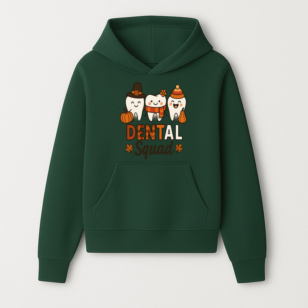 Cute Dental Squad Fall Design, Adorable Tooth Characters with Pumpkin, Autumn Themed, Kids Dental Health Awareness Art Print - Hoodie 1758250129460.jpg