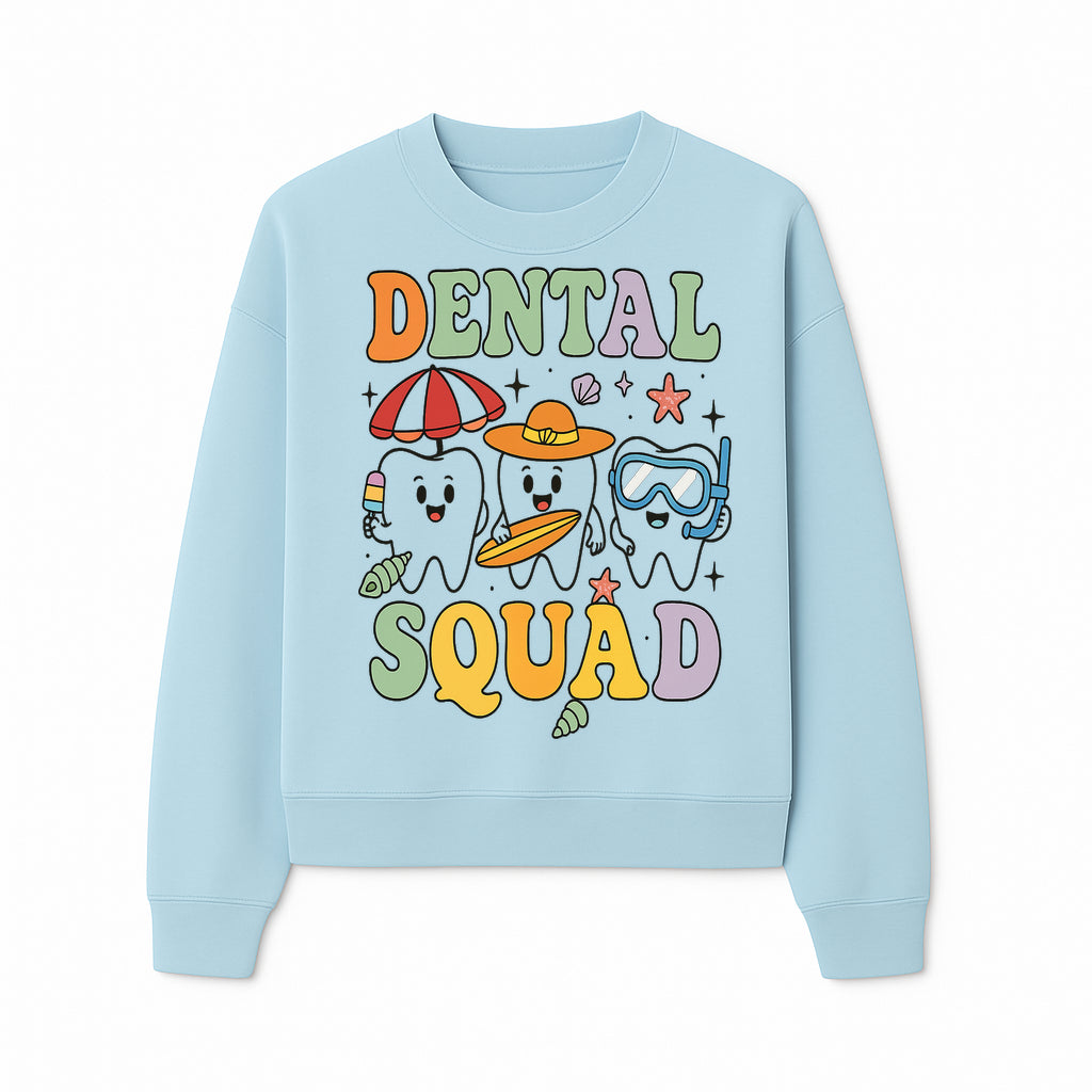 Dental Squad Beach Party T-Shirt, Cute Tooth Characters, Summer Fun, Kids Graphic Tee, Funny Dental Humor, Cartoon Design - Sweatshirt 1758250129479.jpg