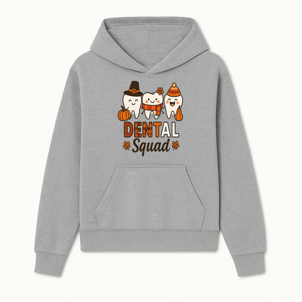 Cute Dental Squad Fall Design, Adorable Tooth Characters with Pumpkin, Autumn Themed, Kids Dental Health Awareness Art Print - Hoodie 1758250129594.jpg