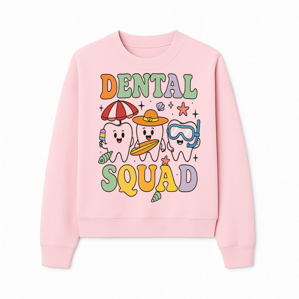 Dental Squad Beach Party T-Shirt, Cute Tooth Characters, Summer Fun, Kids Graphic Tee, Funny Dental Humor, Cartoon Design - Sweatshirt 1758250129664.jpg