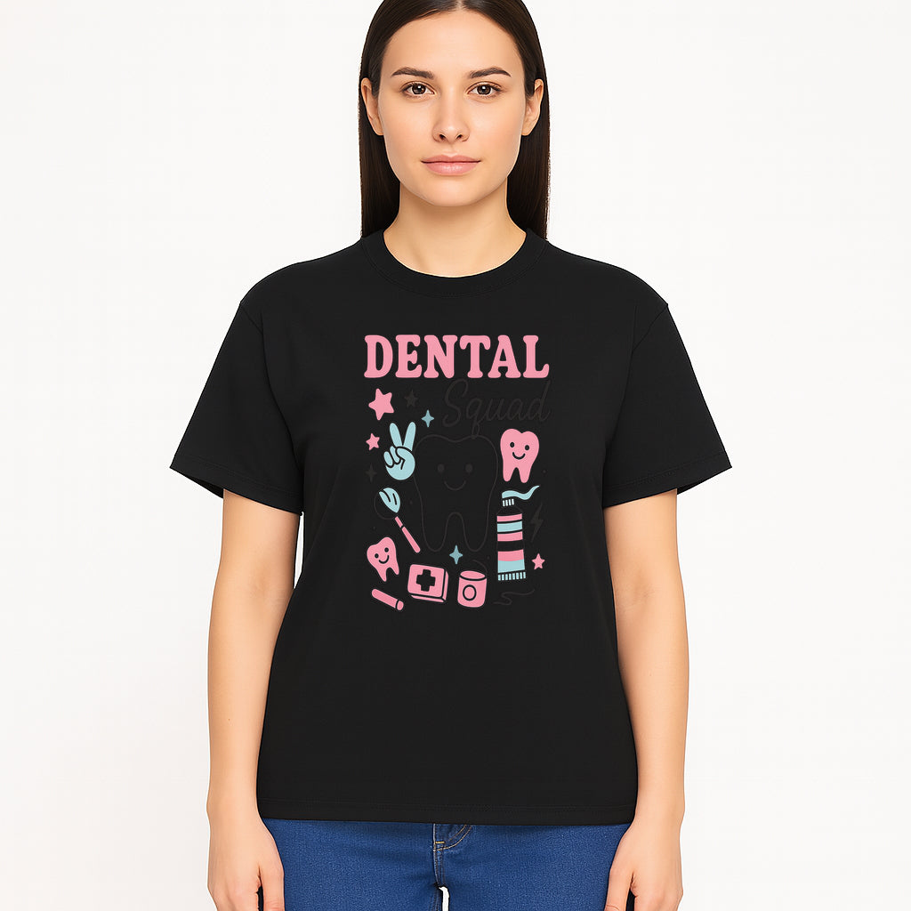 Dental Squad Neon Art Print | Cute Tooth Illustrations | Kids Dental Design | Dental Office Decor | Playful Tooth Brush Graphic - T-shirt 1758250129774.jpg