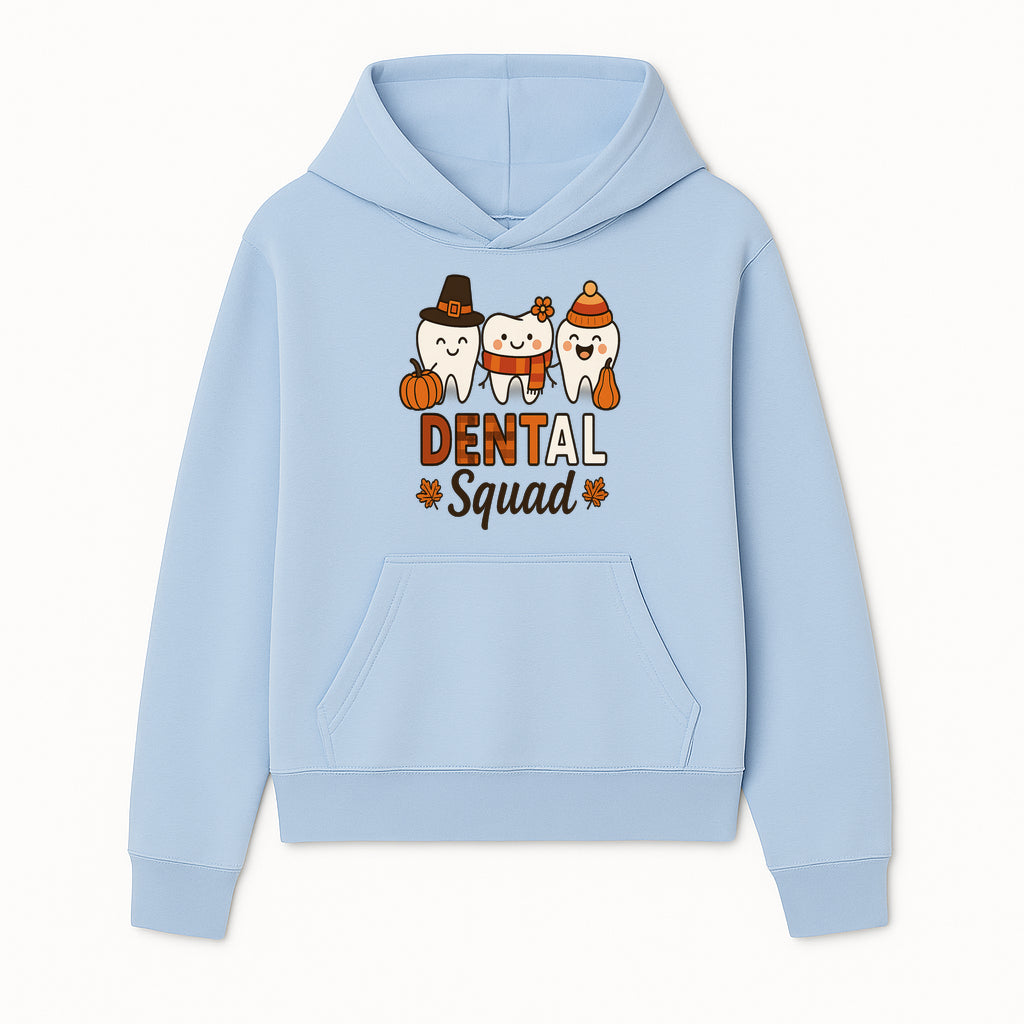 Cute Dental Squad Fall Design, Adorable Tooth Characters with Pumpkin, Autumn Themed, Kids Dental Health Awareness Art Print - Hoodie 1758250129777.jpg