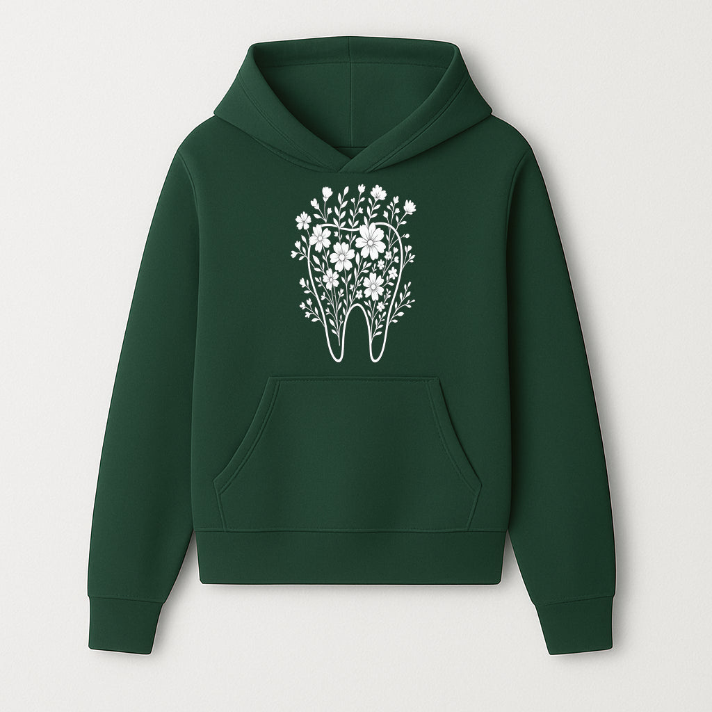 Floral Tooth Design Art Print | Dental Decor | Flower Illustration | Botanical Tooth Artwork for Dentistry Lovers - Hoodie 1758250130090.jpg