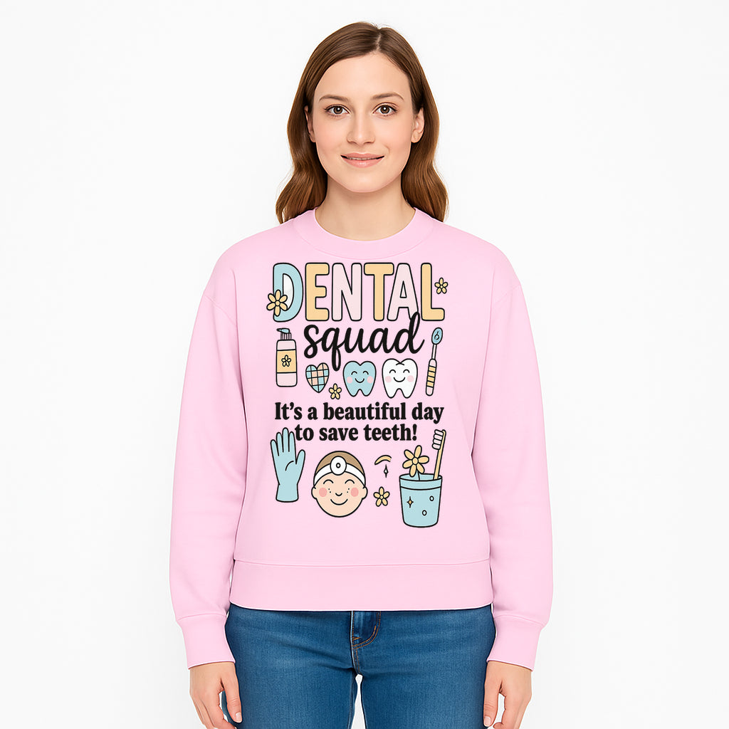 Dental Squad Fun Art Print - Cute Tooth & Dentist Design, Positive Dental Hygiene Quote for Kids' Room or Office Decor - Sweatshirt 1758250130152.jpg