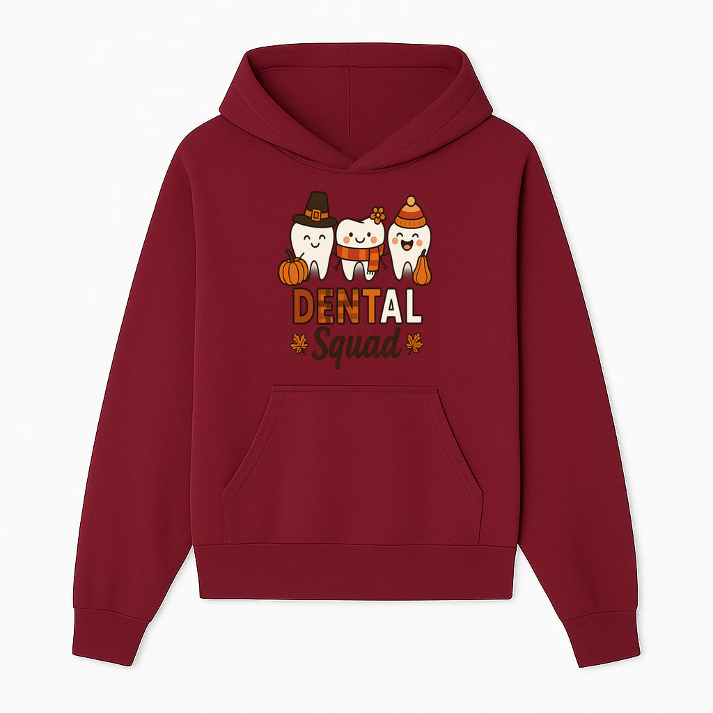 Cute Dental Squad Fall Design, Adorable Tooth Characters with Pumpkin, Autumn Themed, Kids Dental Health Awareness Art Print - Hoodie 1758250130174.jpg
