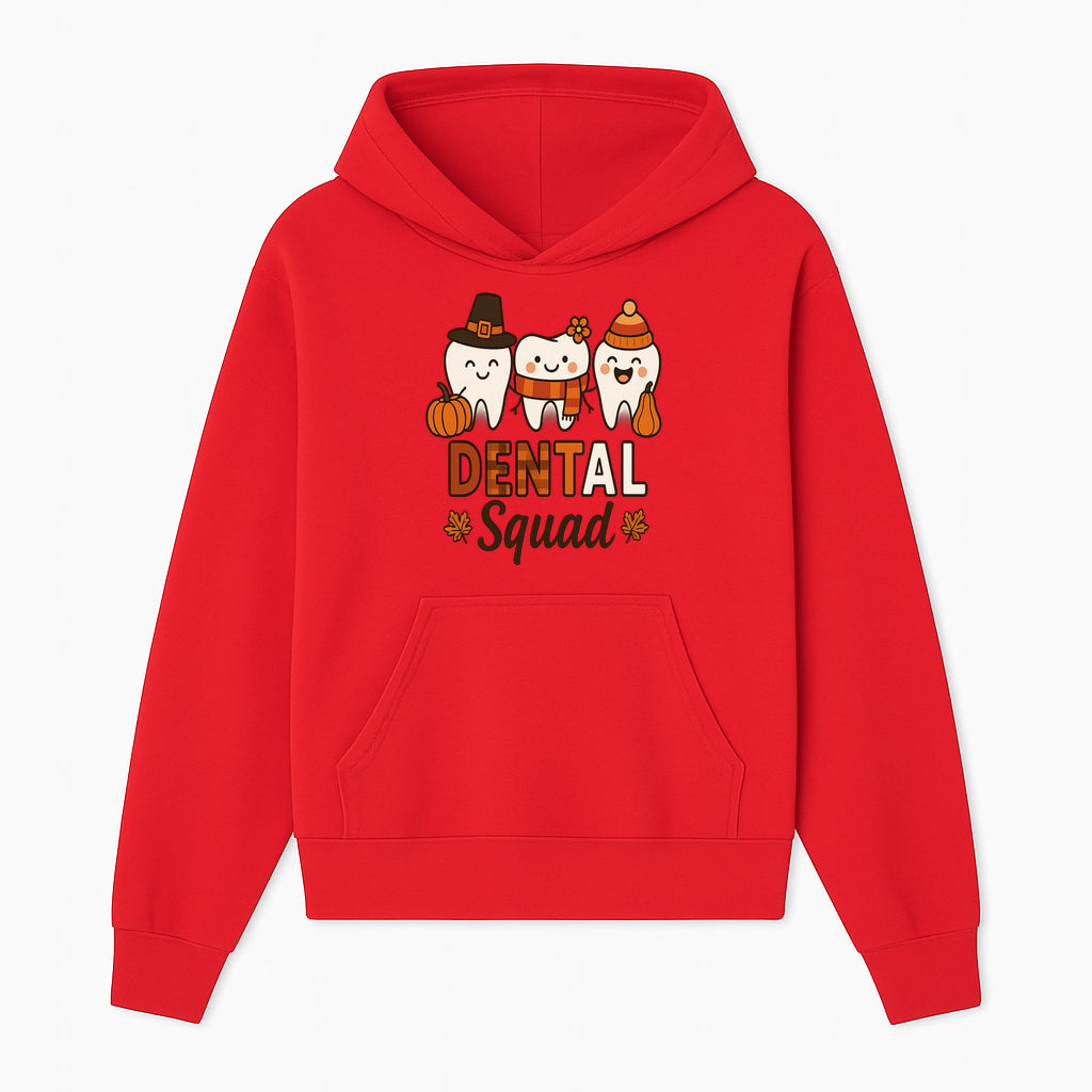 Cute Dental Squad Fall Design, Adorable Tooth Characters with Pumpkin, Autumn Themed, Kids Dental Health Awareness Art Print - Hoodie 1758250130485.jpg