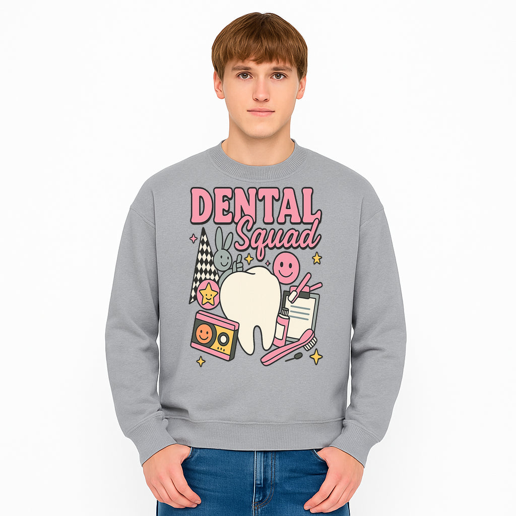 Dental Squad Fun Graphic Tee - Cute Tooth, Bunny, Smiley Faces, Kids' Dental Awareness Shirt, Tooth Fairy Theme - Sweatshirt 1758250130536.jpg