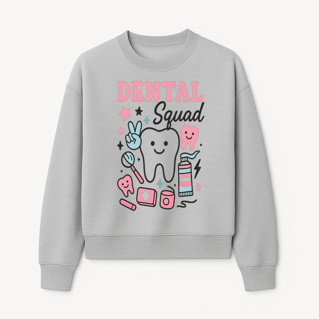 Dental Squad Neon Art Print | Cute Tooth Illustrations | Kids Dental Design | Dental Office Decor | Playful Tooth Brush Graphic - Sweatshirt 1758250130548.jpg