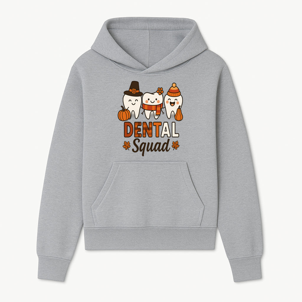 Cute Dental Squad Fall Design, Adorable Tooth Characters with Pumpkin, Autumn Themed, Kids Dental Health Awareness Art Print - Hoodie 1758250130665.jpg